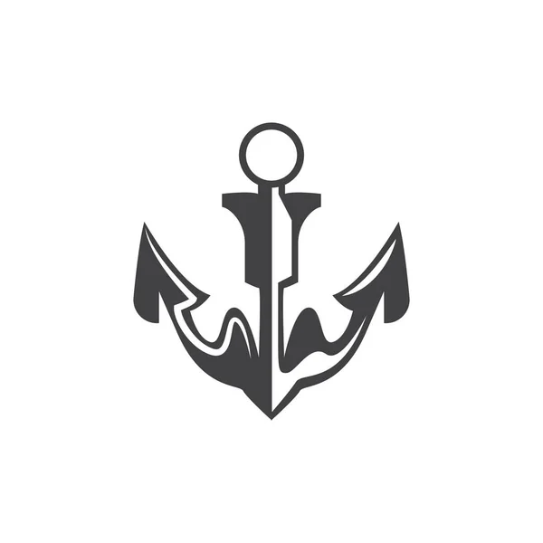 Enkel Ship Anchor Logo Design Silhuett Vektor Illustration — Stock vektor