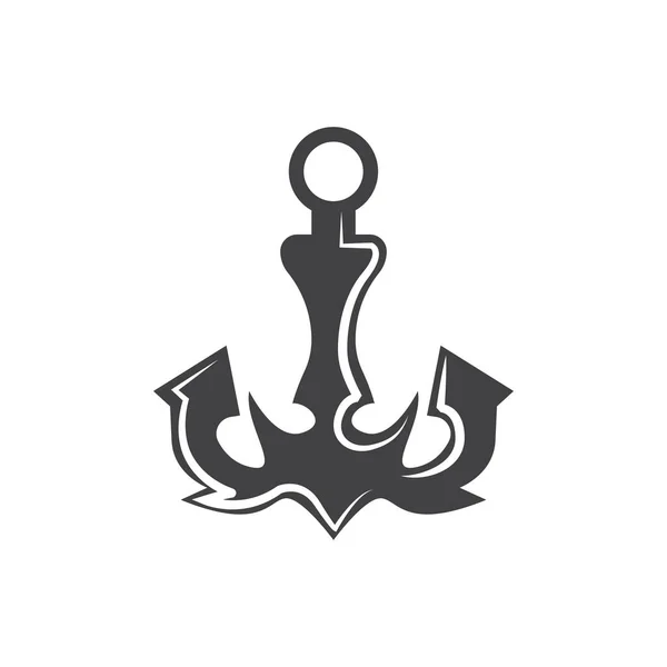 Einfache Schiffsanker Logo Design Silhouette Vector Illustration — Stockvektor