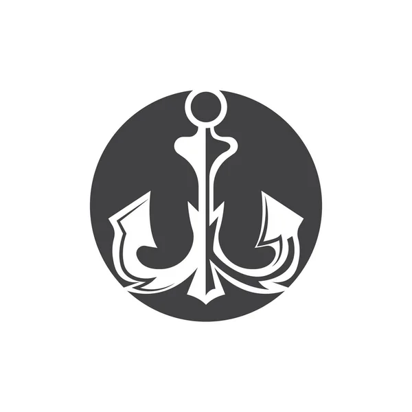 Einfache Schiffsanker Logo Design Silhouette Vector Illustration — Stockvektor