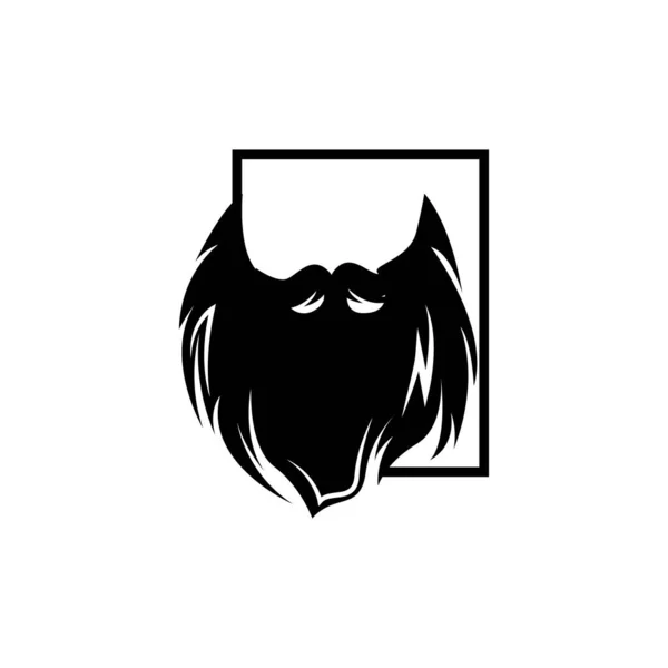Simple Men Beard Logo Design Silhouette Vector Illustration — Stock Vector