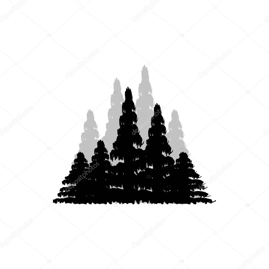 Pine Tree Logo, Green Plant Vector, Tree Silhouette Design, Icon, Illustration, Template