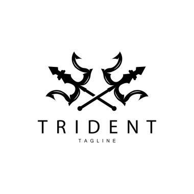 Trident Silah Logosu, Kral Poseidon Neptün 'ün Vektör Mızrağı, Sembol Şablon Tasarımı