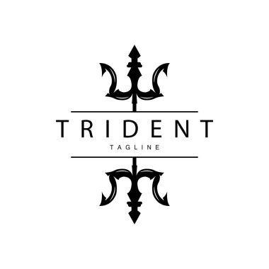 Trident Silah Logosu, Kral Poseidon Neptün 'ün Vektör Mızrağı, Sembol Şablon Tasarımı