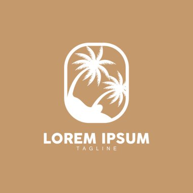 Hindistan cevizi ağacı logosu, Palm Tree Sunset Plaj Vektörü, Zarif Minimalist Basit Tasarım, Sembol Şablonu Simgesi Simgesi Simgesi Simgesi