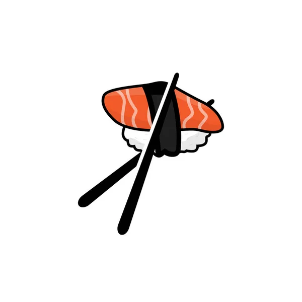 Sushi Logo Japanese Food Design Vector Symbol Template Illustration - Stok Vektor