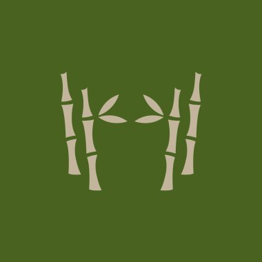 Tropikal Bambu Ormanı Logosu, Ağaç Gövdesi ve Yaprak Tasarımı, Vektör Çizim Sembolü