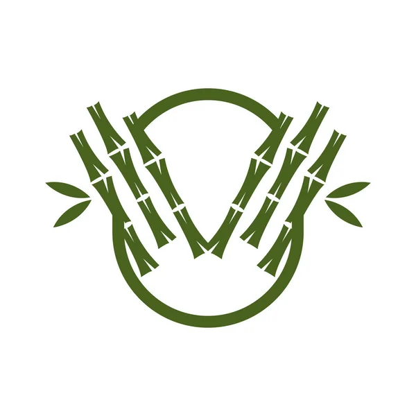 Tropisch Bamboe Bos Logo Boomstam Bladontwerp Vector Illustratie Symbool — Stockvector