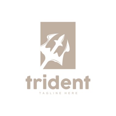 Trident Silah Logosu, Kral Poseidon Neptün 'ün Vektör Mızrağı, Sembol Şablon Tasarımı