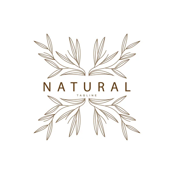 Logotipo Botânico Feminino Minimalista Planta Linha Beleza Flor Ilustração Vetor — Vetor de Stock