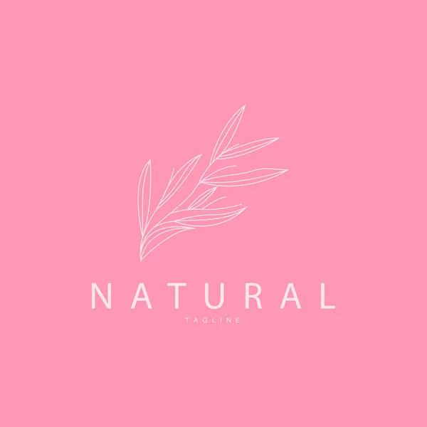 Logotipo Botânico Feminino Minimalista Planta Linha Beleza Flor Ilustração Vetor — Vetor de Stock