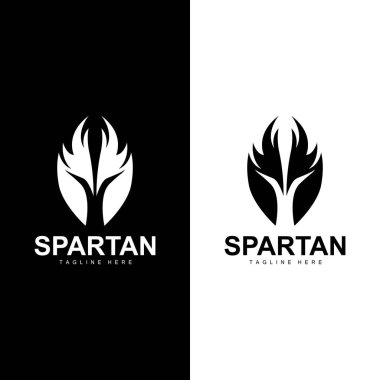 Spartalı Savaşçı Logosu Basit Çizim Siluet Vektör Tasarımı