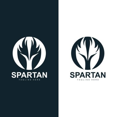 Spartalı Savaşçı Logosu Basit Çizim Siluet Vektör Tasarımı