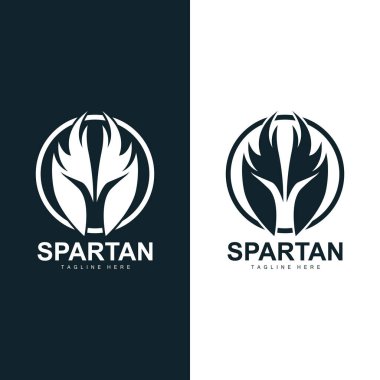 Spartalı Savaşçı Logosu Basit Çizim Siluet Vektör Tasarımı