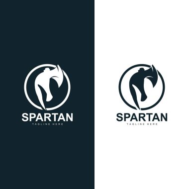 Spartalı Savaşçı Logosu Basit Çizim Siluet Vektör Tasarımı