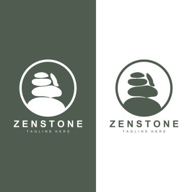 Taş Logo, Vektör Zen Meditasyon Taş Dengesi Sükunet, Yoga Minimalist Basit Tasarım, Silüet Çizimi