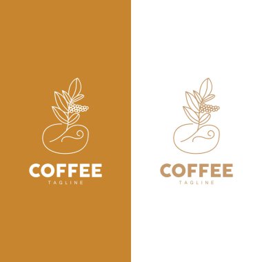Kahve Logosu Tasarımı, Kahve Ağacı İçecek Vektörü, Şablon Sembol İllüstrasyonu