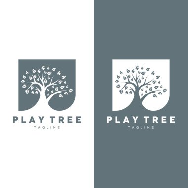 Ağaç Logosu Tasarım Vektörü İllüstratör Şablonu