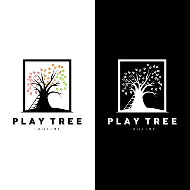Ağaç Logosu Tasarım Vektörü İllüstratör Şablonu