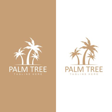 Hindistan cevizi ağacı logosu, Palm Tree Sunset Plaj Vektörü, Zarif Minimalist Basit Tasarım, Sembol Şablonu Simgesi Simgesi Simgesi Simgesi