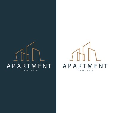 Apartman Binası Logosu, Modern Tasarım Stili Çizgi Vektörü Sembol İllüstrasyon Şablonu