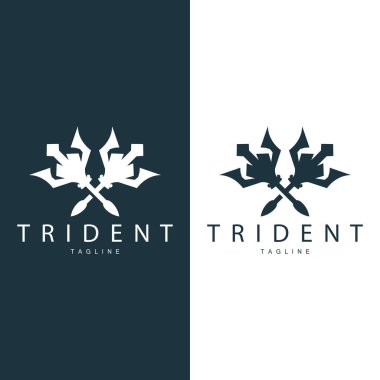 Trident Silah Logosu, Kral Poseidon Neptün 'ün Vektör Mızrağı, Sembol Şablon Tasarımı