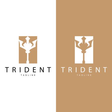 Trident Silah Logosu, Kral Poseidon Neptün 'ün Vektör Mızrağı, Sembol Şablon Tasarımı