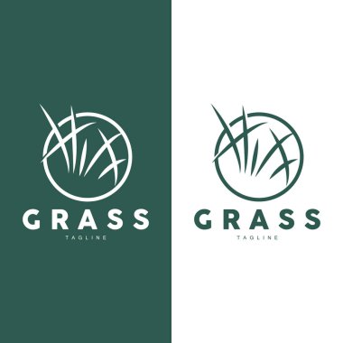 Green Grass Logo Design, Farm Landscape Illustration, Natural Scenery Vector