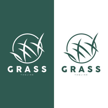 Green Grass Logo Design, Farm Landscape Illustration, Natural Scenery Vector