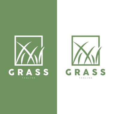 Green Grass Logo Design, Farm Landscape Illustration, Natural Scenery Vector