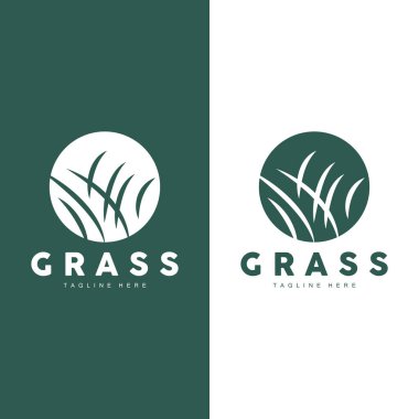 Green Grass Logo Design, Farm Landscape Illustration, Natural Scenery Vector