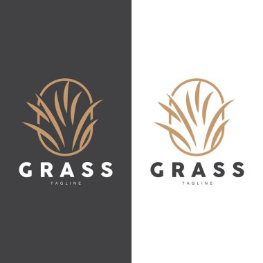 Green Grass Logo Design, Farm Landscape Illustration, Natural Scenery Vector