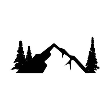 Dağ Logosu Basit Çizim Silüeti Şablon Vektör Tasarımı