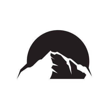 Dağ Logosu Basit Çizim Silüeti Şablon Vektör Tasarımı
