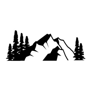 Dağ Logosu Basit Çizim Silüeti Şablon Vektör Tasarımı