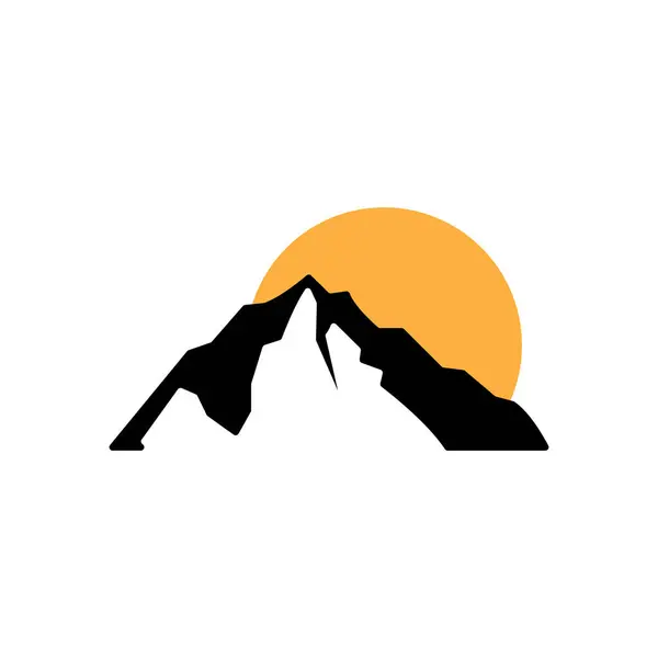 Dağ Logosu Basit Çizim Silüeti Şablon Vektör Tasarımı — Stok Vektör