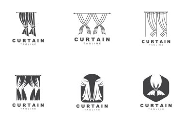 Home And Exhibition Curtain Logo Design, Building Decoration Vector Illustration