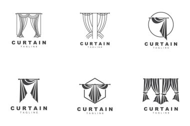 Home And Exhibition Curtain Logo Design, Building Decoration Vector Illustration