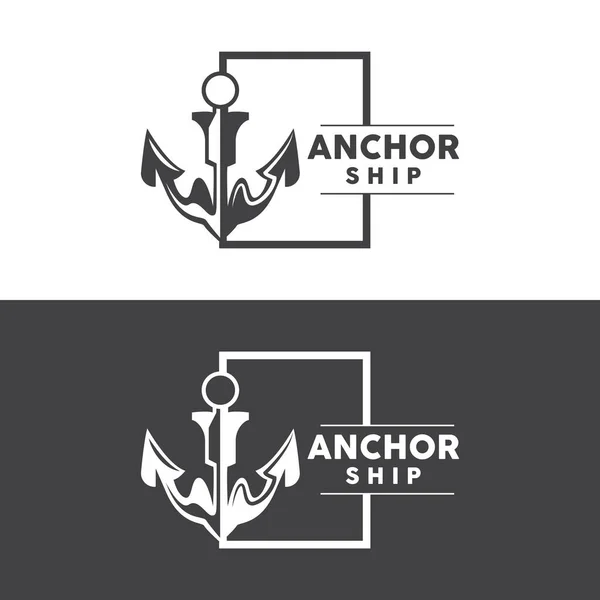 Простий Корабель Якір Дизайн Логотипу Силует Векторні Ілюстрації Стокова Ілюстрація