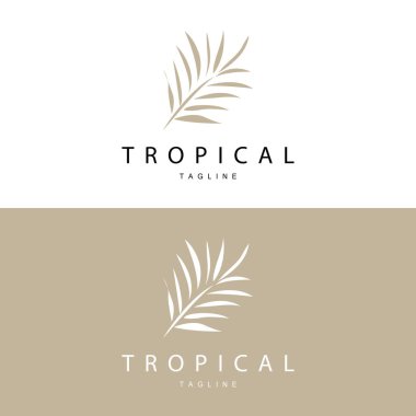 Palmiye Yaprağı Logosu, Yeşil Bitki Tasarım Vektörü İllüstrasyon Şablonu