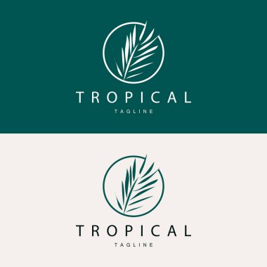 Palmiye Yaprağı Logosu, Yeşil Bitki Tasarım Vektörü İllüstrasyon Şablonu