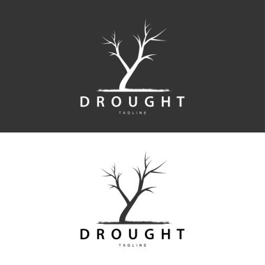 Kuraklık Logosu, Kuru Ağaç Logosu Basit, Minimalist ve Modern Vektör Çizgisi Biçimi