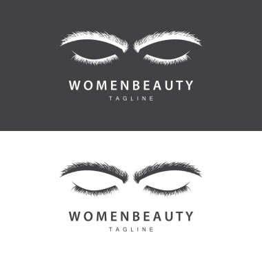 Kirpik Logosu, Kadın Gözü Güzellik Salonu Basit Tasarım Satır Modeli, Vektör Templet Simgesi
