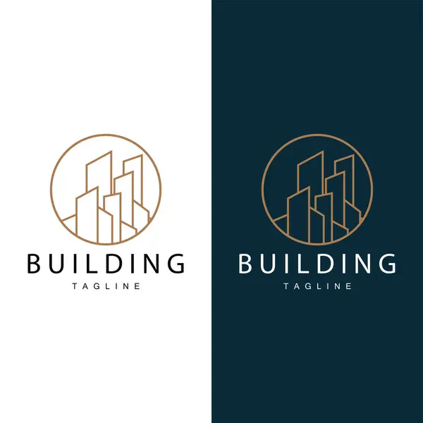 Nowoczesny Projekt Logo Budynku Miejskiego Luksusowa Prosta Architektura Miejska Wektor Stockowy
