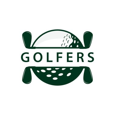Golf Logosu Vektör Golf Turnuvası Şampiyonu Tasarım ve Top, Şablon İllüstrasyonu