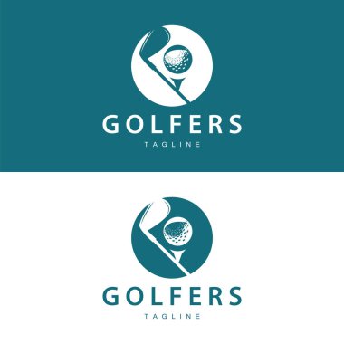 Golf Logosu Vektör Golf Turnuvası Şampiyonu Tasarım ve Top, Şablon İllüstrasyonu