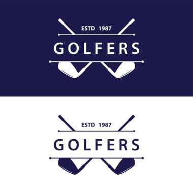 Golf Logosu Vektör Golf Turnuvası Şampiyonu Tasarım ve Top, Şablon İllüstrasyonu