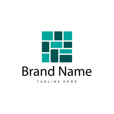 Ev Seramik Dekorasyonu için Yer Logosu Tasarımı Minimalist Soyut Şekiller, Vektör Templet İllüstrasyonu