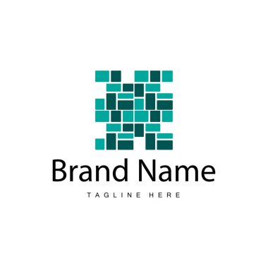 Ev Seramik Dekorasyonu için Yer Logosu Tasarımı Minimalist Soyut Şekiller, Vektör Templet İllüstrasyonu