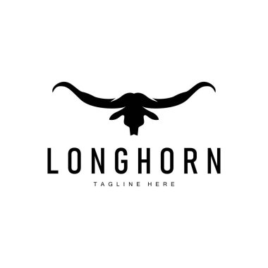 Longhorn Logosu Eski Vintage Tasarımı Batı Teksas Boğa Boynuzu