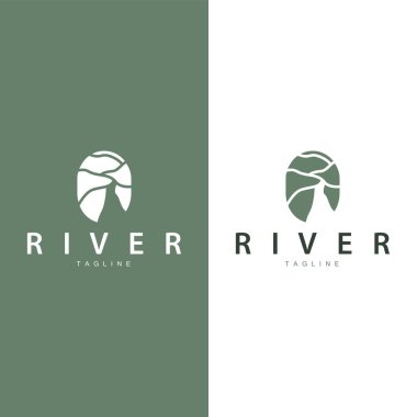 River Logo Vector Nehri Dağ Tasarımı Tarım Sembolü İllüstrasyonu